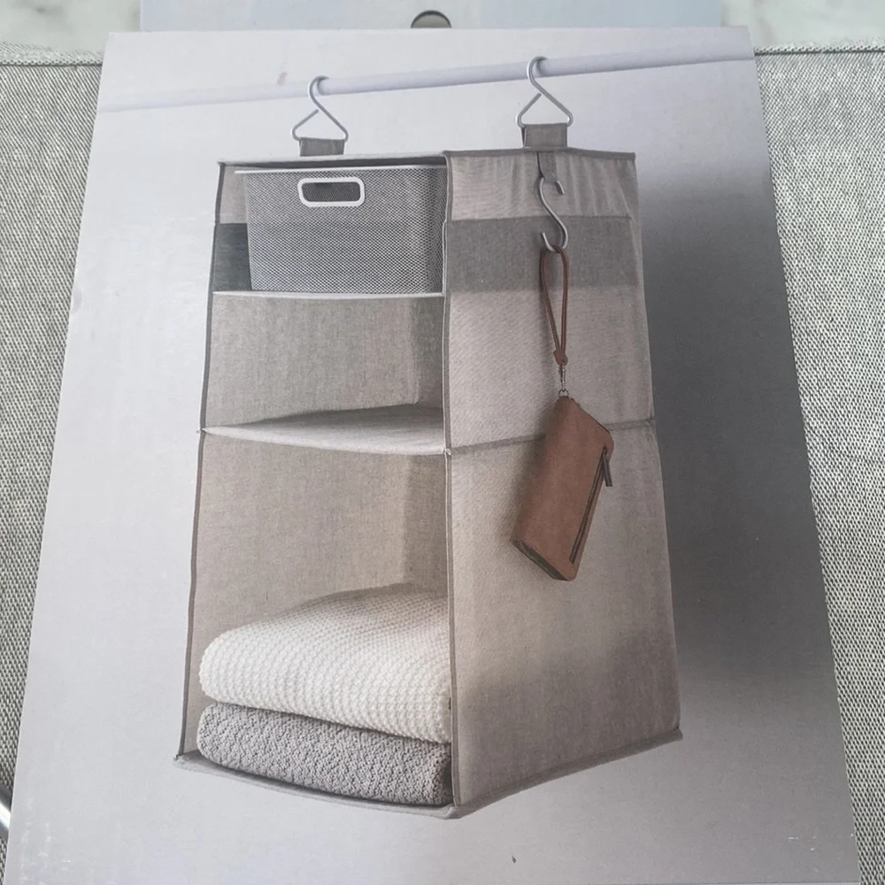 NWT Made By Design Gray Hanging Closet Organizer with Hooks